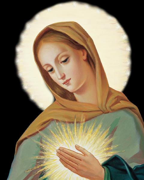 The Flame of Love image of Our Lady, the flame held in her hands